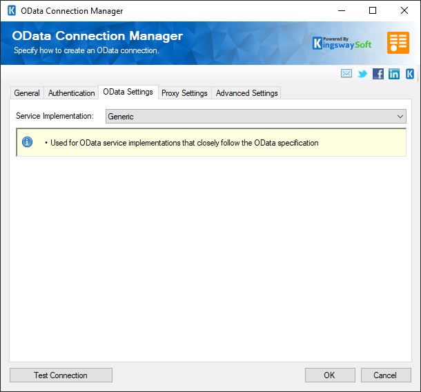 SSIS OData Connection Manager - OData Settings